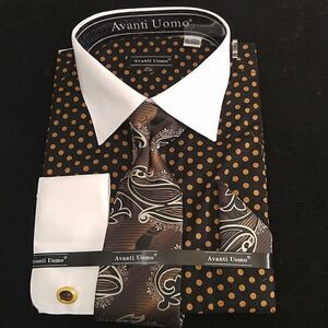 MEN'S AVANTI UOMO BLACK- BROWN DRESS SHIRT COMBO PACK. DN92M